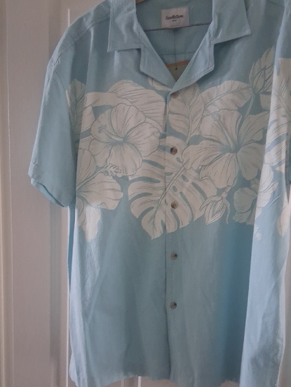 Goodfellow & Co Light Blue Hawaiian Floral Button-Down Shirt Xl